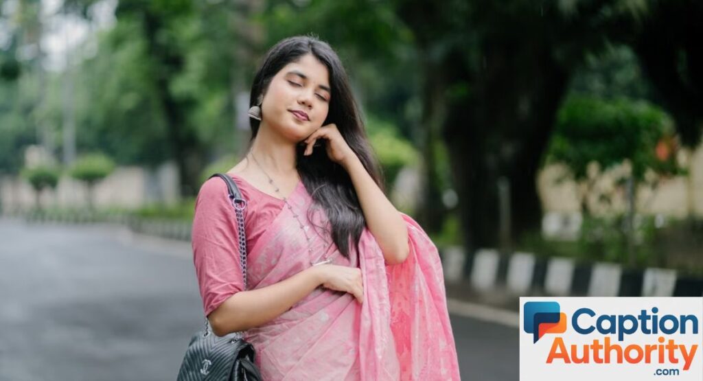 Pink Saree Captions