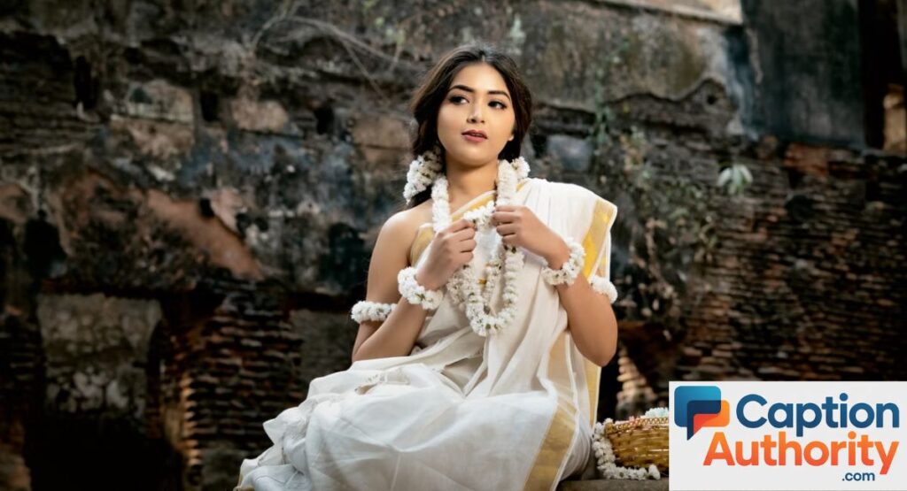White Saree Captions